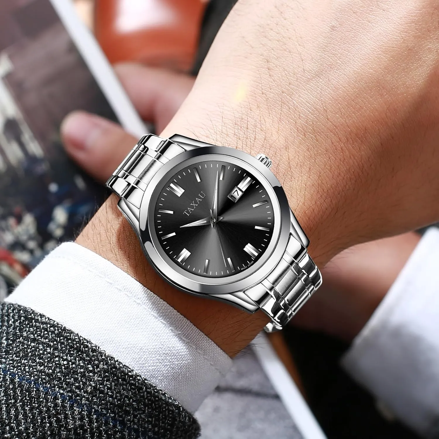 Big Face Luminous Pointers & Scales relojes para Hombres Mens Watches Dress Waterproof Analog Watches Stainless mechanics resident Steel Luxury Minimalist Men's Wrist Watch with Date 