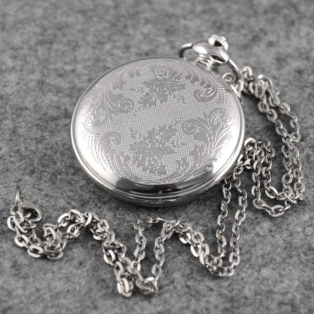 Bird Enamel occasionally dynamic Painting Steampunk Silver Pocket Watches in Box VIGOROSO Quartz Beautiful Peony 