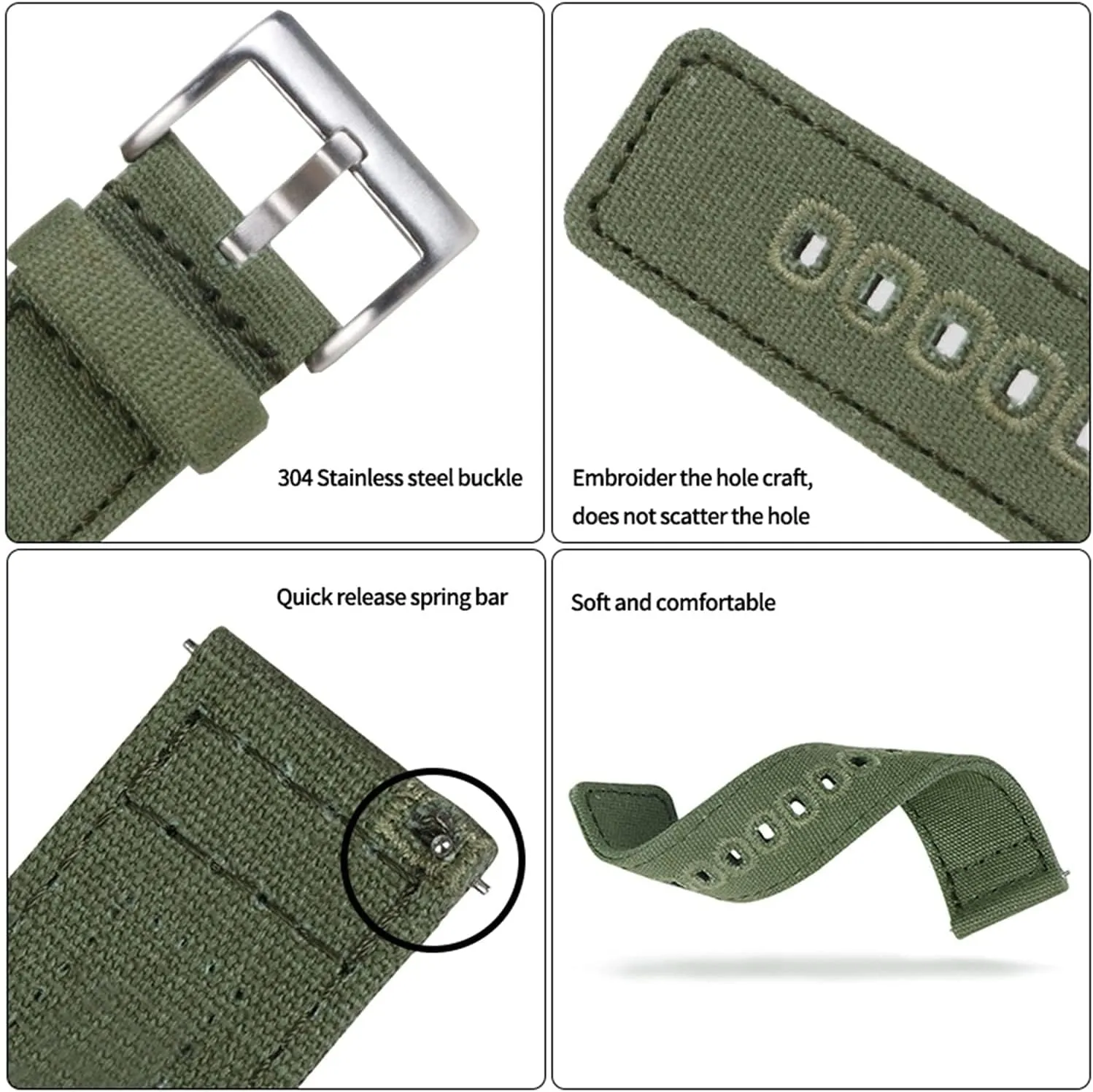 Black Blue Green Strap /20Mm/Black Nylon Watch Strap Canvas Watch urbanity saguaro possession Band 18Mm 20Mm 22Mm Quick Release Nylon Watch Straps Watchbands Sports for 