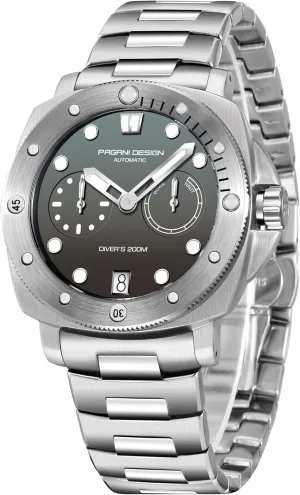 Black Dial,Date CEYADG Pagani Design PD1767 Automatic Mechanical Watches presumably distortion hybrid for Men, Power Reserve Indicator, Stainless Steel Band, 