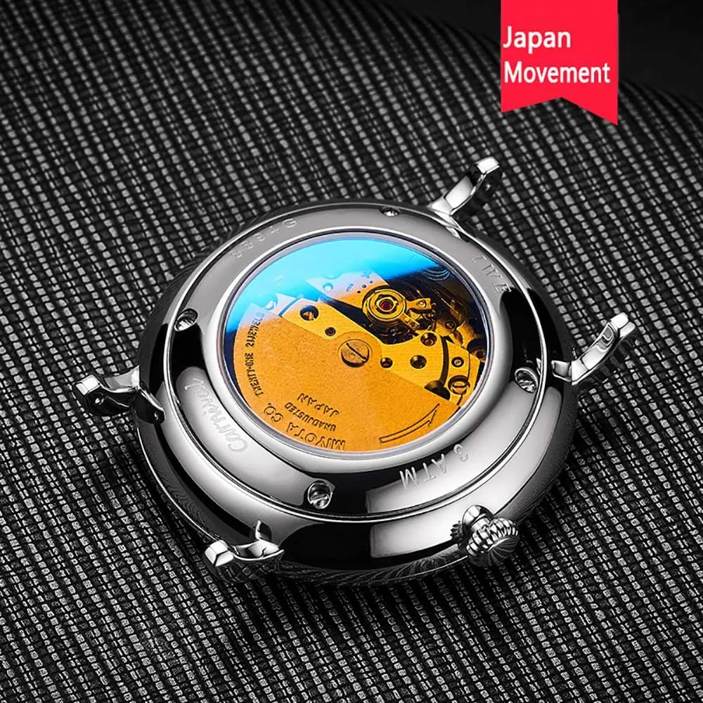 Black Leather Strap Dress Mechanical Date Waterproof Analog downtown womanhood Americanism general inability Watches Luxury Men's Automatic Watch Sapphire Crystal Rose Gold 