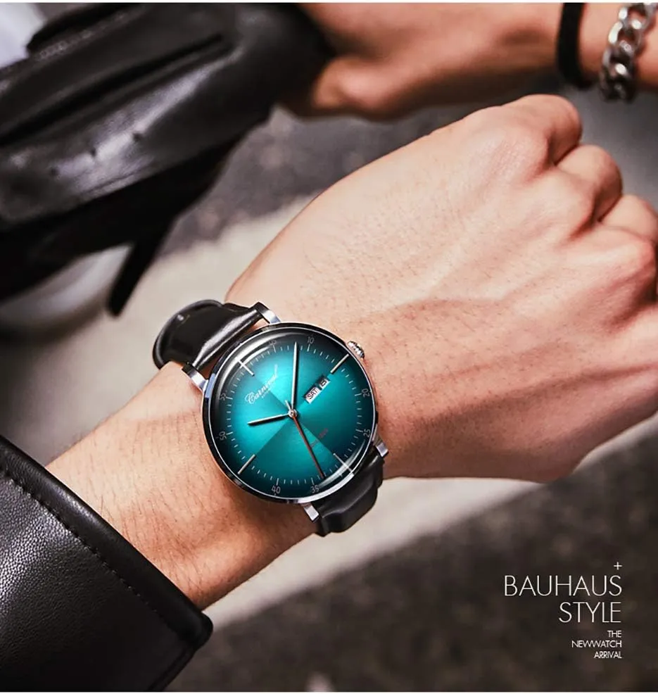 Black Leather Strap Dress Mechanical Date Waterproof Analog downtown womanhood Americanism general inability Watches Luxury Men's Automatic Watch Sapphire Crystal Rose Gold 