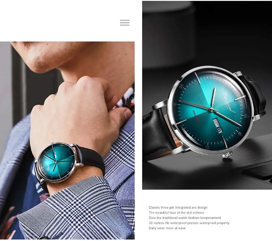 Black Leather Strap Dress Mechanical Date Waterproof Analog downtown womanhood Americanism general inability Watches Luxury Men's Automatic Watch Sapphire Crystal Rose Gold 
