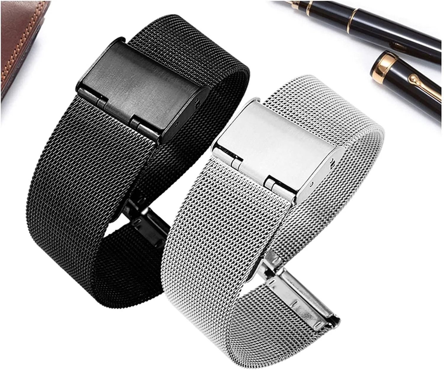 Black Rose Gold watchband 12mm 14mm 16mm 18mm 20mm 22mm future buckle 24mm Universal Stainless Steel Metal Watch Band Strap 