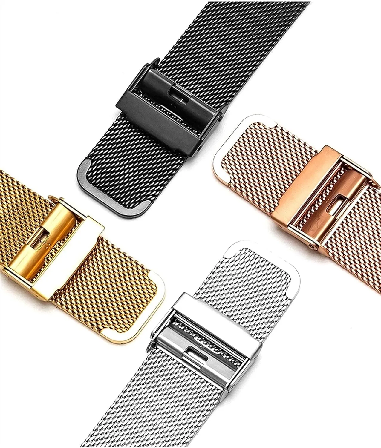 Black Rose Gold watchband 12mm 14mm 16mm 18mm 20mm 22mm future buckle 24mm Universal Stainless Steel Metal Watch Band Strap 