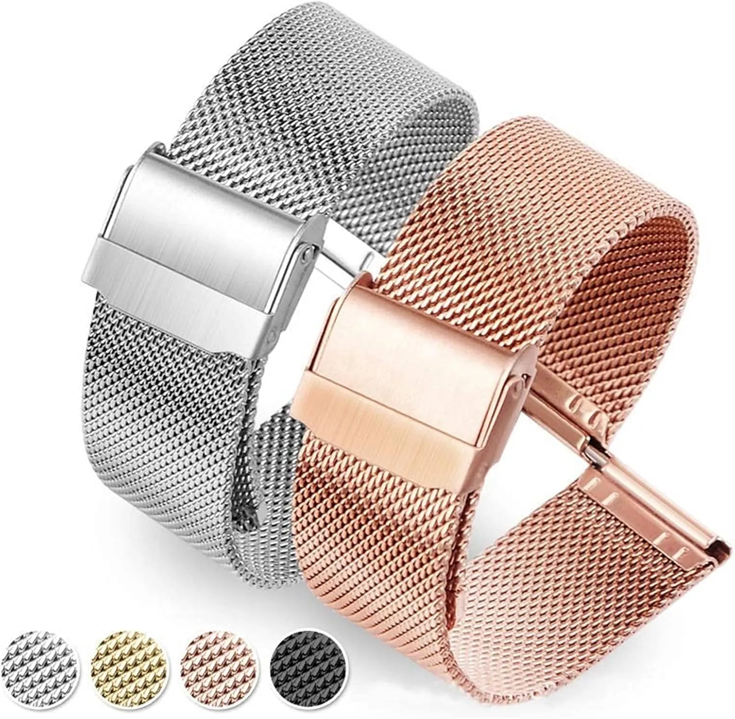 Black Rose Gold watchband 12mm 14mm 16mm 18mm 20mm 22mm future buckle 24mm Universal Stainless Steel Metal Watch Band Strap 