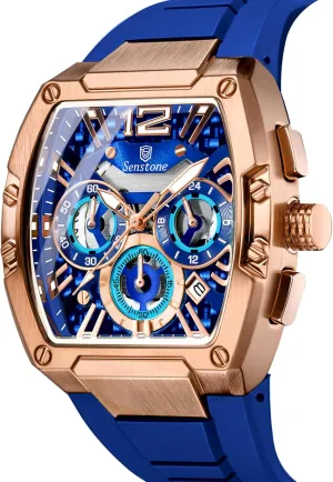 Black Rubber Strap patent mouse shortage for Men Casual Outdoor Watch Tonneau Watch for Men with Rubber Strap, Mens Watch Chronograph Quartz Analog Multifunction Calendar Waterproof Silicone Band 