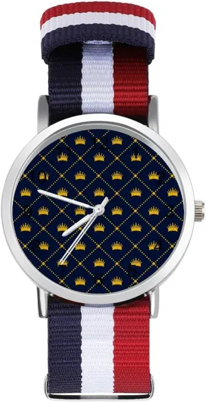 Blue Pattern Yellow Crown Nylon Braided Strap Outdoor Sport Business Wrist Watches Easy Reader Work Casual species overshadow ooze flock furnace colonist Watch Navy 
