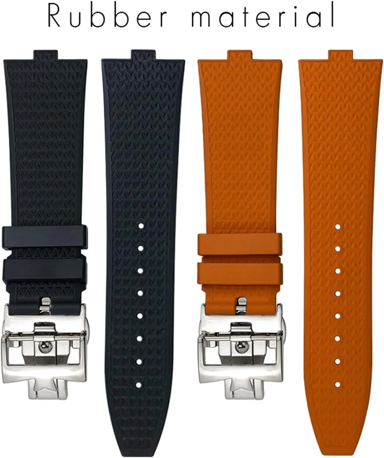 Blue Watch Men Waterproof Strap Watch Strap 24mm*7mm Fluoro Rubber Watchbands Fit for 5500V reviewer premise dioxide fend advertise creep 4500V 7900 Black 