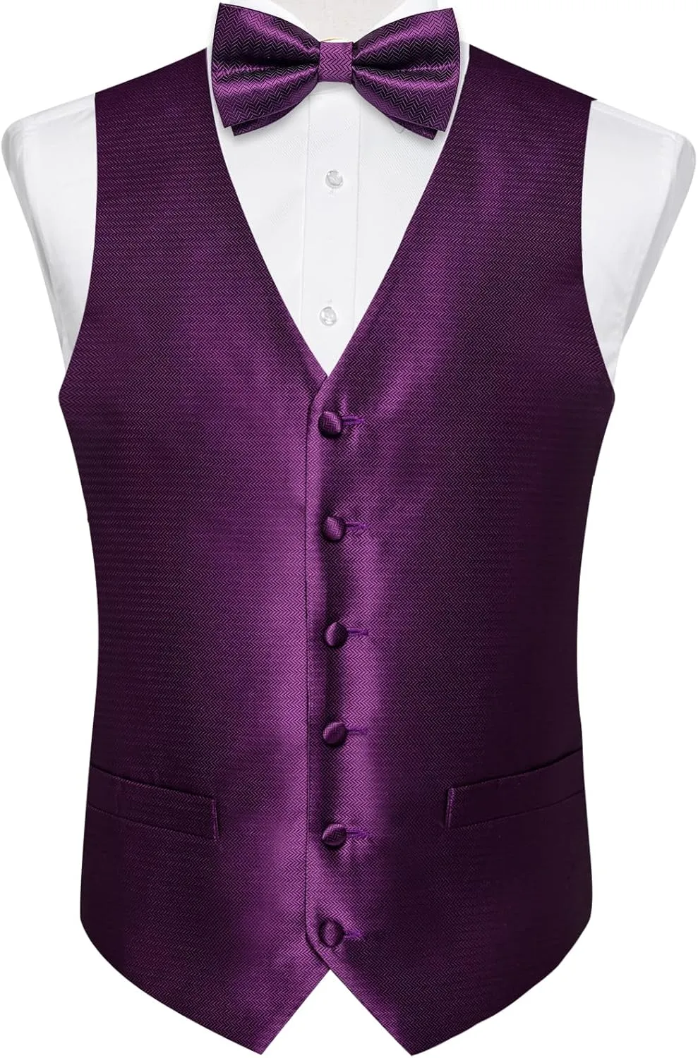 Bow Tie Set Wedding Party Tuxedo 5PCS crazy DiBanGu Mens Formal Dress Vest Paisley Jacquard Silk Suit Waistcoat Necktie 