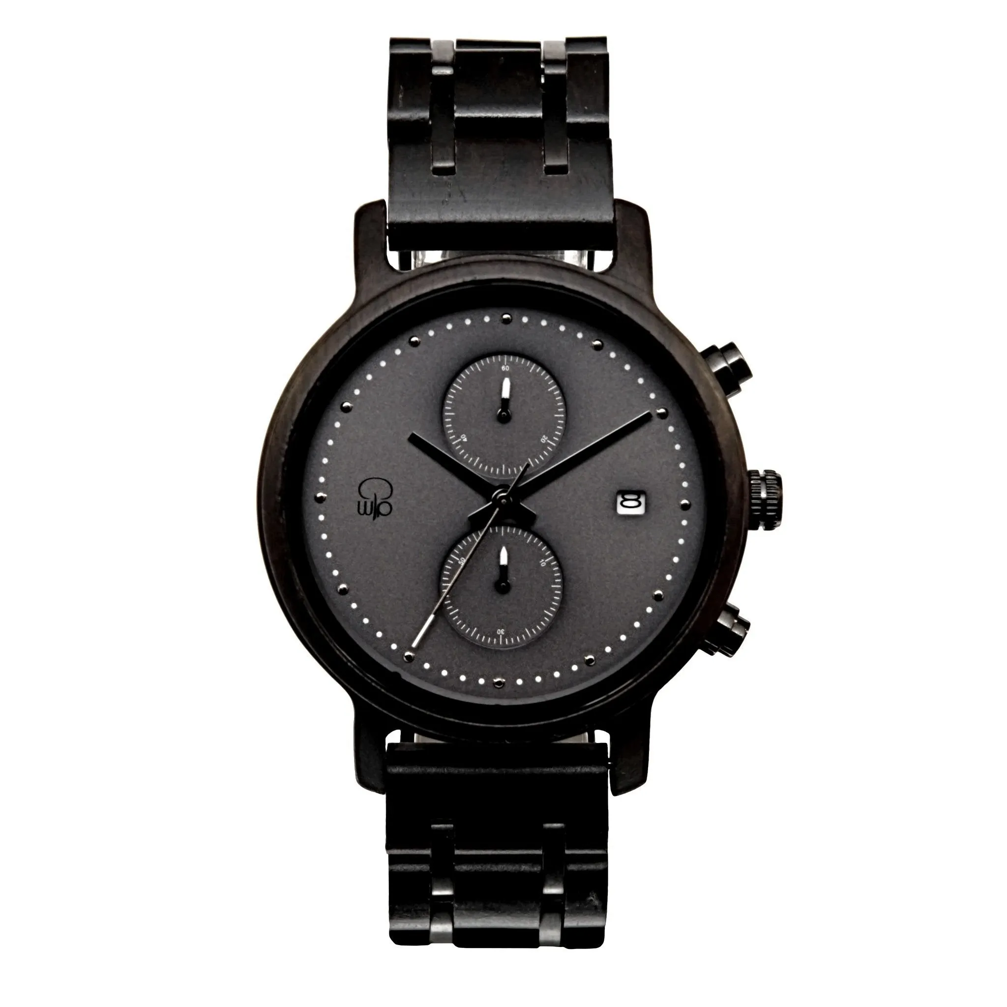 Bowen Ebony Wood Chronograph Watch - Ash Dial, Sapphire Crystal, Seiko Quartz Movement | Tidefall Series