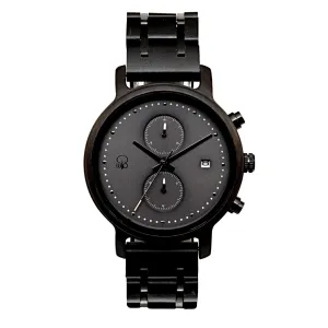 Bowen Ebony Wood Chronograph Watch - Ash Dial, Sapphire Crystal, Seiko Quartz Movement | Tidefall Series