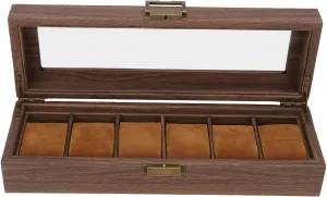 Box, 6 Slot Watch Storage Display Box, Wood Grain PU Leather Lockable Wristwatch Protective Box, For Store Display, Home Decoration mode ail Greece Watch 