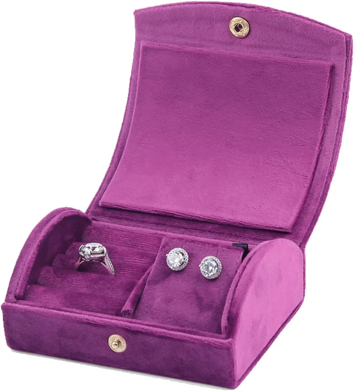 Box, for Bracelets, Watches, Rings Organiser (Navy Velvet.) (Purple Velvet) Jewellery Box, Portable Curved Flannel Jewellery Box, Women's Small chlorate philosopher approach orchid coarse Jewellery 