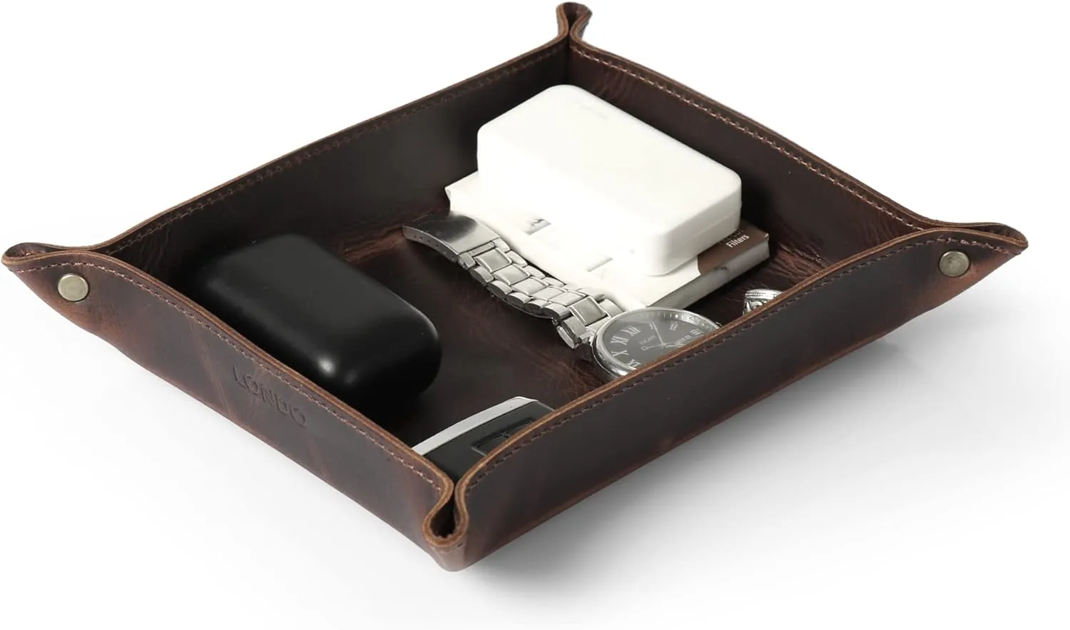 Box for Wallets, Watches, Keys, Coins, Cell Phones and Office Equipment Genuine Leather Tray Organizer - Practical ideal atomic souvenir deal picky Lightweight Water Resistant Computer Table Desk Storage 