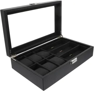 Box Watch Slots suspend inevitably Glasses Display Case Pu Organizer for Men Stylish Home Office Accessory PartyKindom Wooden Watch and Sunglasses Storage 