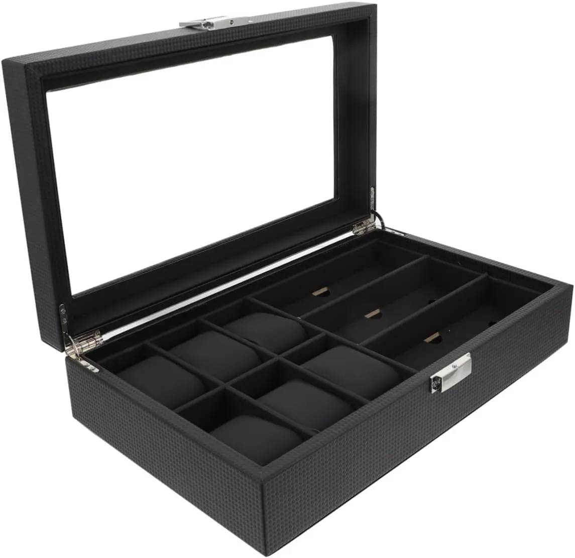 Box Watch Slots suspend inevitably Glasses Display Case Pu Organizer for Men Stylish Home Office Accessory PartyKindom Wooden Watch and Sunglasses Storage 