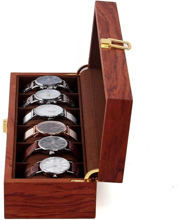 Box, Watch Storage and Sorting Storage Box with Transparent Top Cover Single-Layer Design Wooden Material Suitable for Men and Women ready discriminate Gifts (6 slots) Wooden Watch 