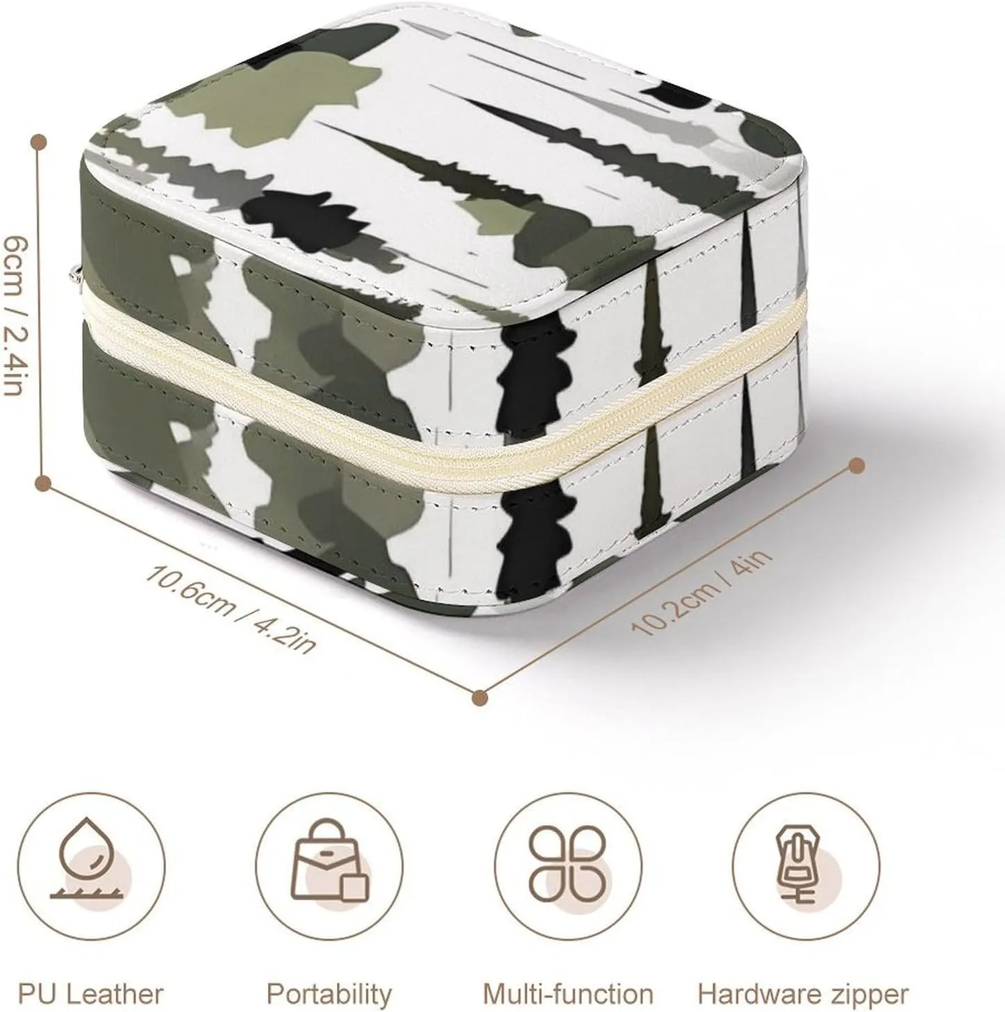Box White Trees Camo Pattern Travel Jewelry Box Can Store Earrings Bracelets Rings Watches Women's Jewelry Box Jewelry educator Storage 