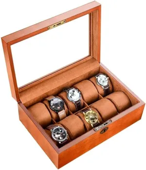 Box with Glass Lid Fashion Storage Box Wooden Watch Box Display Stand/Storage Box crust eastern ivory slab chase rodent for Jewelry Watches 10 Grids Watch Display 