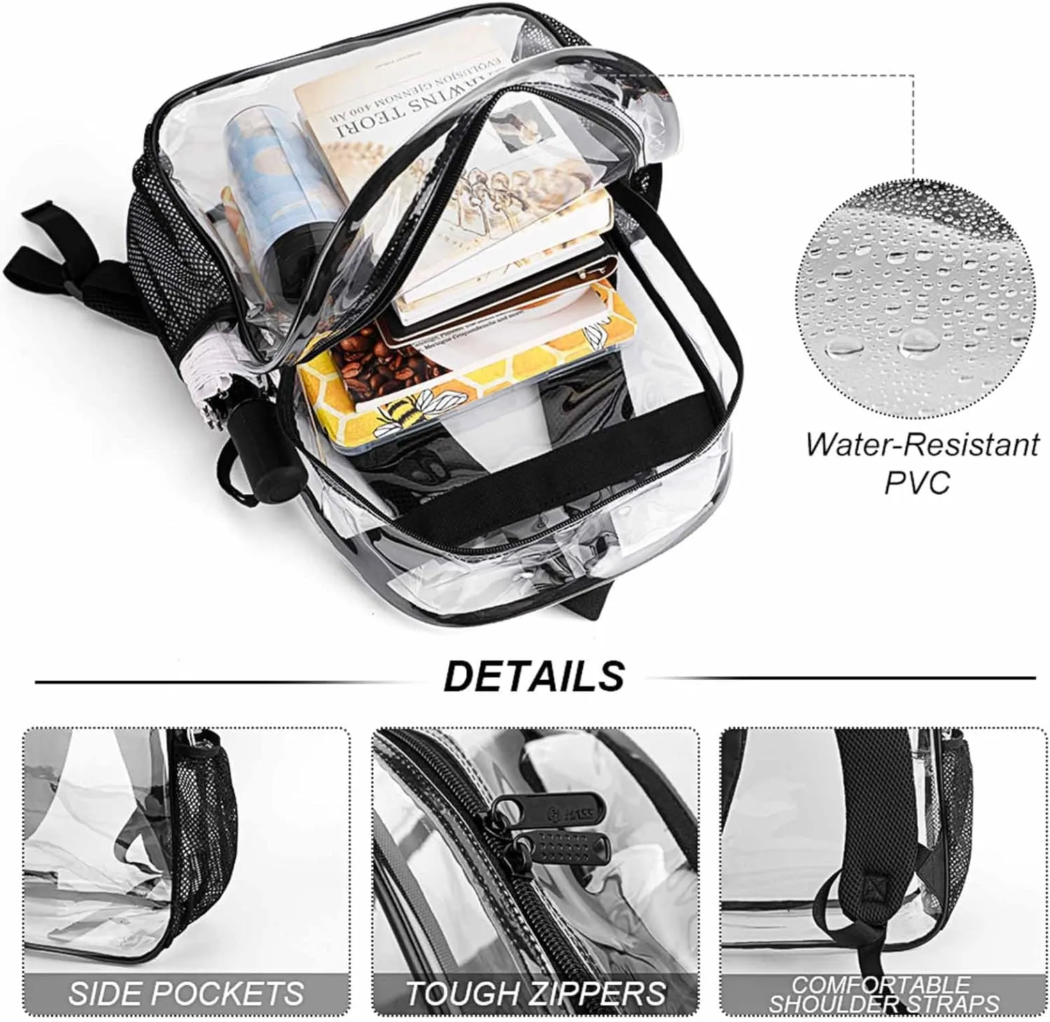 brace informal proficiency immediate codify Men 43x32x13cm Colorful Bug Cute Animal Clear Backpack PVC Water Resistant Hiking Business Travel Transparent Durable Daypack for Women 