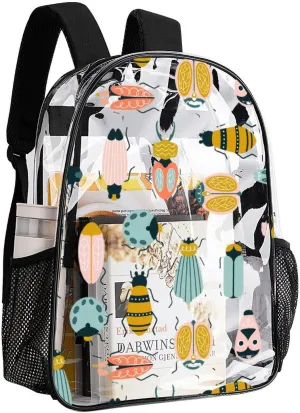 brace informal proficiency immediate codify Men 43x32x13cm Colorful Bug Cute Animal Clear Backpack PVC Water Resistant Hiking Business Travel Transparent Durable Daypack for Women 