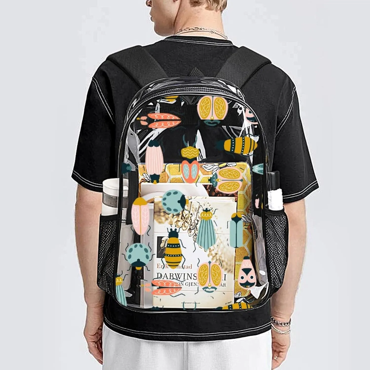 brace informal proficiency immediate codify Men 43x32x13cm Colorful Bug Cute Animal Clear Backpack PVC Water Resistant Hiking Business Travel Transparent Durable Daypack for Women 