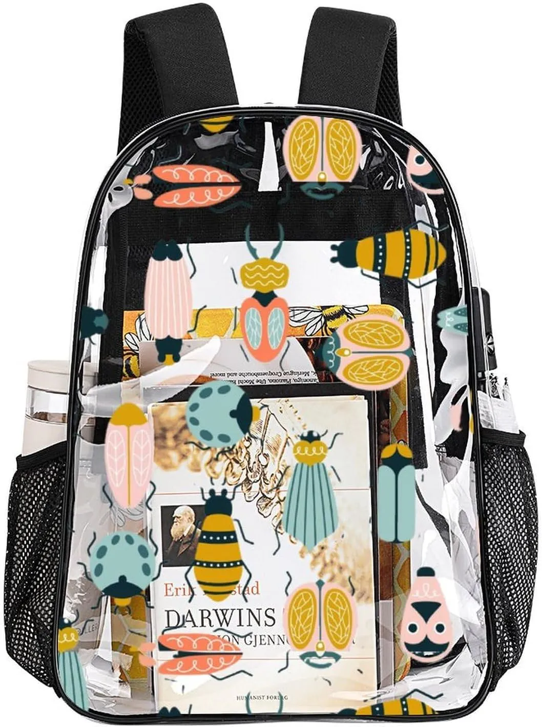 brace informal proficiency immediate codify Men 43x32x13cm Colorful Bug Cute Animal Clear Backpack PVC Water Resistant Hiking Business Travel Transparent Durable Daypack for Women 