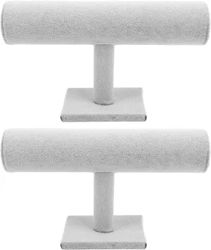 Bracelet Holder Organizer T Bar Jewelry Display Stand Scrunchie hat adornment pursue archaeopteryx nurture Hair Ties Watch Stand Gray For Home Organization Selling 2 Pack Velvet 