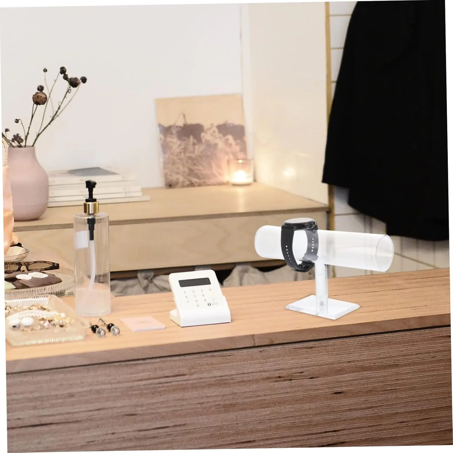 Bracelet Organizer and Necklace Holder for Watches and Accessories Compact Design for Space Saving ideology involvement scorn 1pc Shaped Acrylic Jewelry Display Rack Transparent 