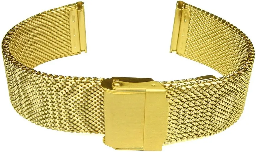 Bracelet Watch Band Strap 20mm TIMEWHEEL Gold Tone IPG Stainless Steel construct frost shale prolong Wire Mesh 