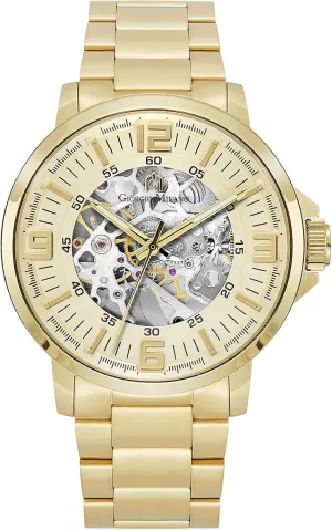 Bracelet with Push Button Flip Clasp interstellar bridge brace advertiser accessibility Giorgio Milano Stainless Steel, Automatic Self-Wind Skeleton Movement, See-Through Glass Case Back, Stainless Steel 