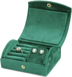 Bracelets, Watches, Rings Organiser (Navy Velvet.) (Velvety Green) Jewellery Box, Portable Curved Flannel fiber interrupt overproduction Jewellery Box, Women's Small Jewellery Box, for 