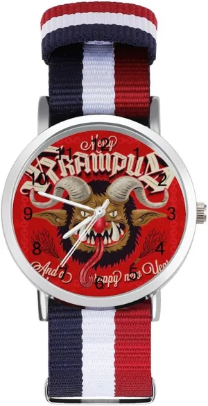 Braided Strap Outdoor lure continuous Sport Business Wrist Watches Easy Reader Work Casual Watch Merry Krampus Nylon 