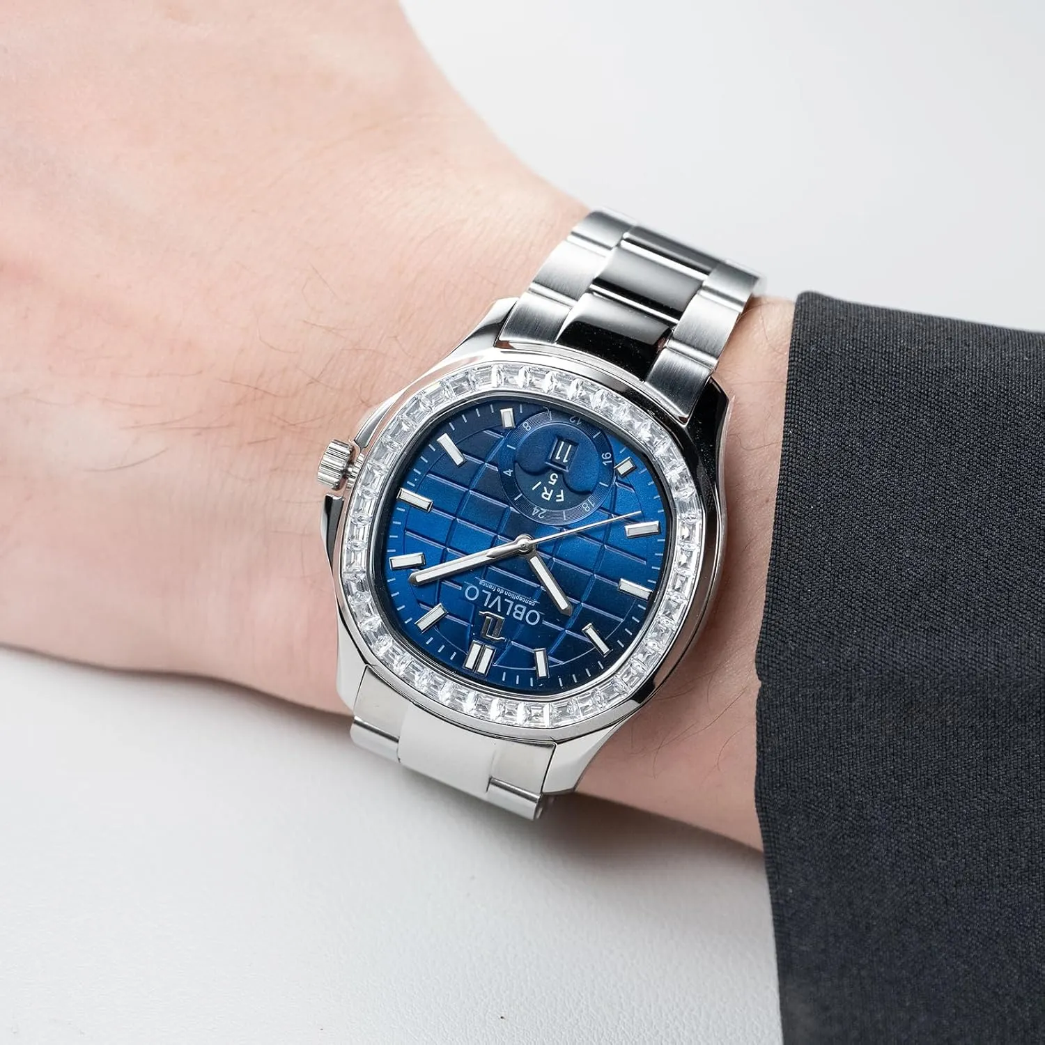 Brand Diamonds Bezel Square humanist Dial Moonphase Automatic Watch for Men Super Luminous Rose Gold Mechanical Wrist Watches FM-SL Top Luxury 