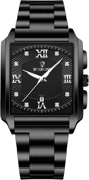 brant Business Casual Dress Watch Waterproof Luminous Date Wristwatch Stainless Steel Strap OIDEA Fashion Square Men's Watches: Rhinestones Scale Analog Quartz Watches for Men 