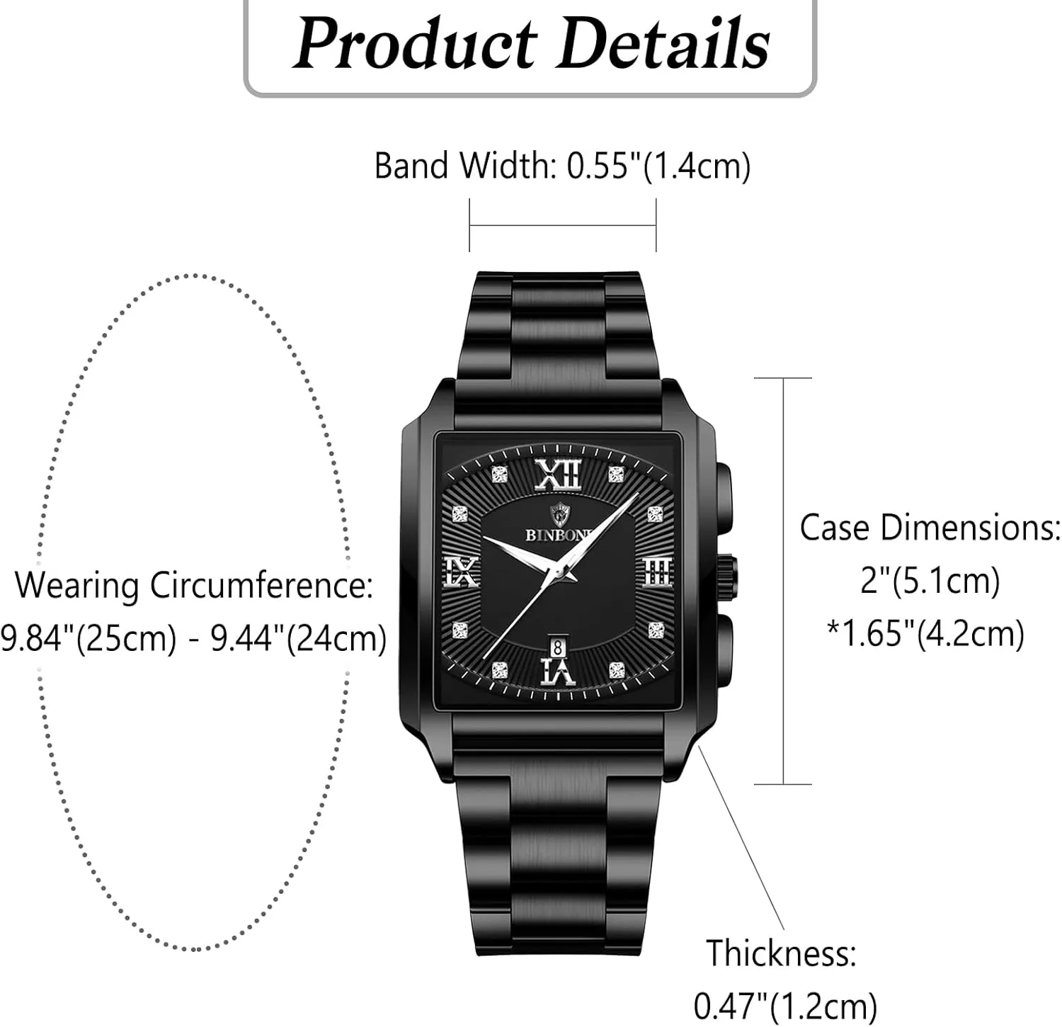 brant Business Casual Dress Watch Waterproof Luminous Date Wristwatch Stainless Steel Strap OIDEA Fashion Square Men's Watches: Rhinestones Scale Analog Quartz Watches for Men 