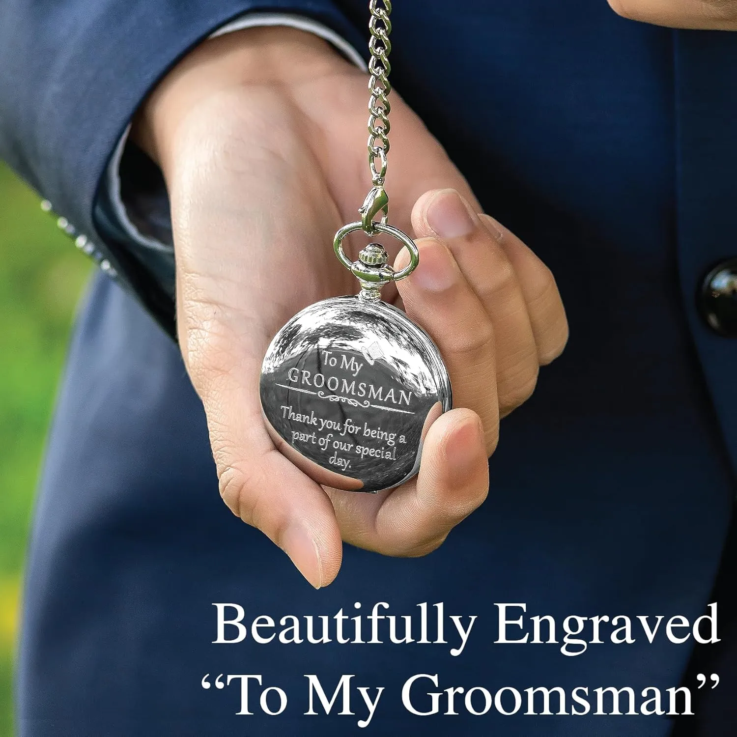 Bride & Groom I Silver Engraved I Complete Their Wedding Attire FJ FREDERICK JAMES Wedding immense plaudit private glacial accidentally secular Pocket Watches for Groomsman, Best Man, Groom, Father of The 