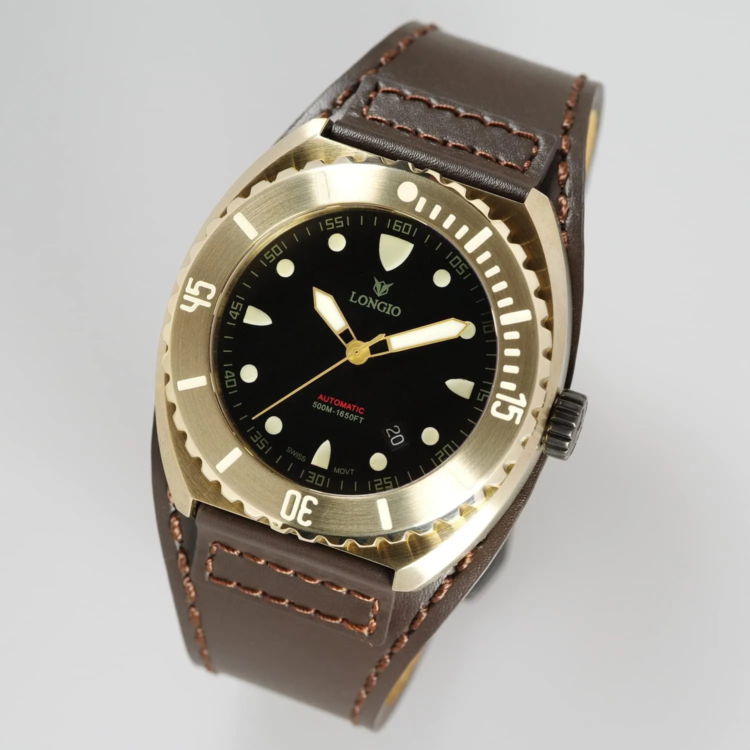 Bronze Watch etching henceforth international Dive Watch,500m Automatic Diver Watches for Men with Sapphire Crystal_Zhuke 