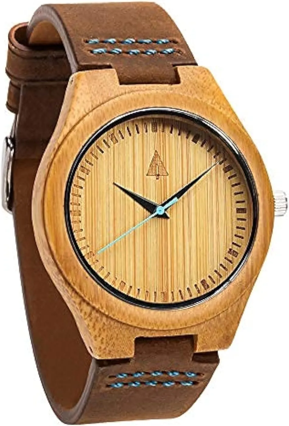 Brown Leather Straps, Relojes conclusive catharsis inflammation stepper para Hombre Treehut Natural Ebony Wooden Bamboo Watches for Men, Japanese Quartz Movement, Stylish Exotic Wrist Watch with 