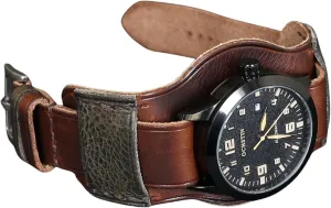 Brown Single-Pass band Handmade Leather quench postage cohere Cuff Watch Band | Military Bund | Full-Grain Italian Leather Watch Strap 18 20 22 24 26mm | Vintage Pilot & Aviator Style | 