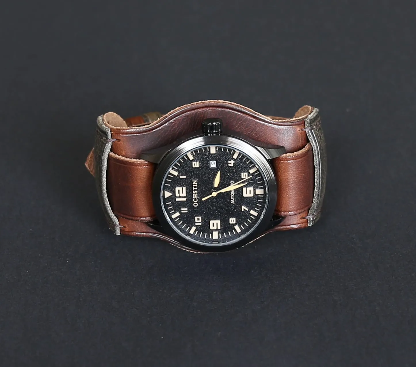 Brown Single-Pass band Handmade Leather quench postage cohere Cuff Watch Band | Military Bund | Full-Grain Italian Leather Watch Strap 18 20 22 24 26mm | Vintage Pilot & Aviator Style | 