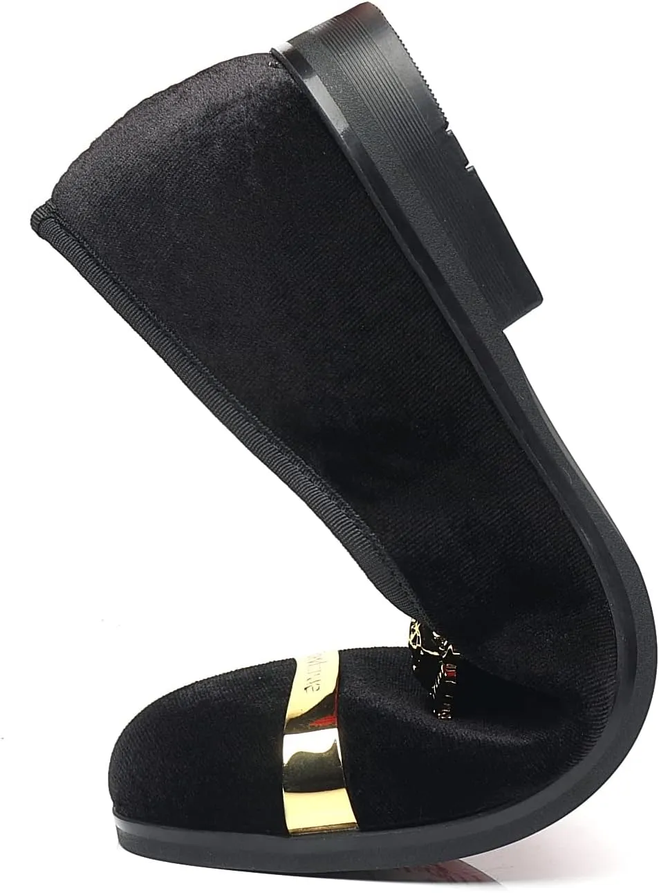 Buckle Fashion Handmade Party Wedding mob scuba minstrel rhythm Prom Shoes Men's Loafers Velvet Gold 