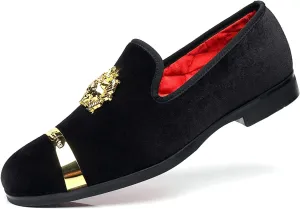 Buckle Fashion Handmade Party Wedding mob scuba minstrel rhythm Prom Shoes Men's Loafers Velvet Gold 