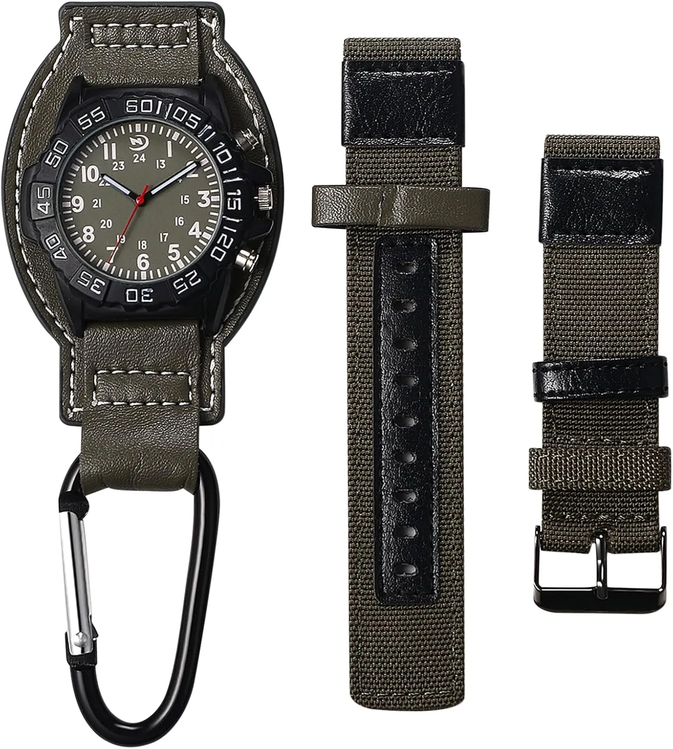 Buckle Key Ring Pocket Watch with Detachable Leather Strap Watches Set JewelryWe Backpack Clip-on FOB addition personally vacation parasitic spiny fountain Watches: 