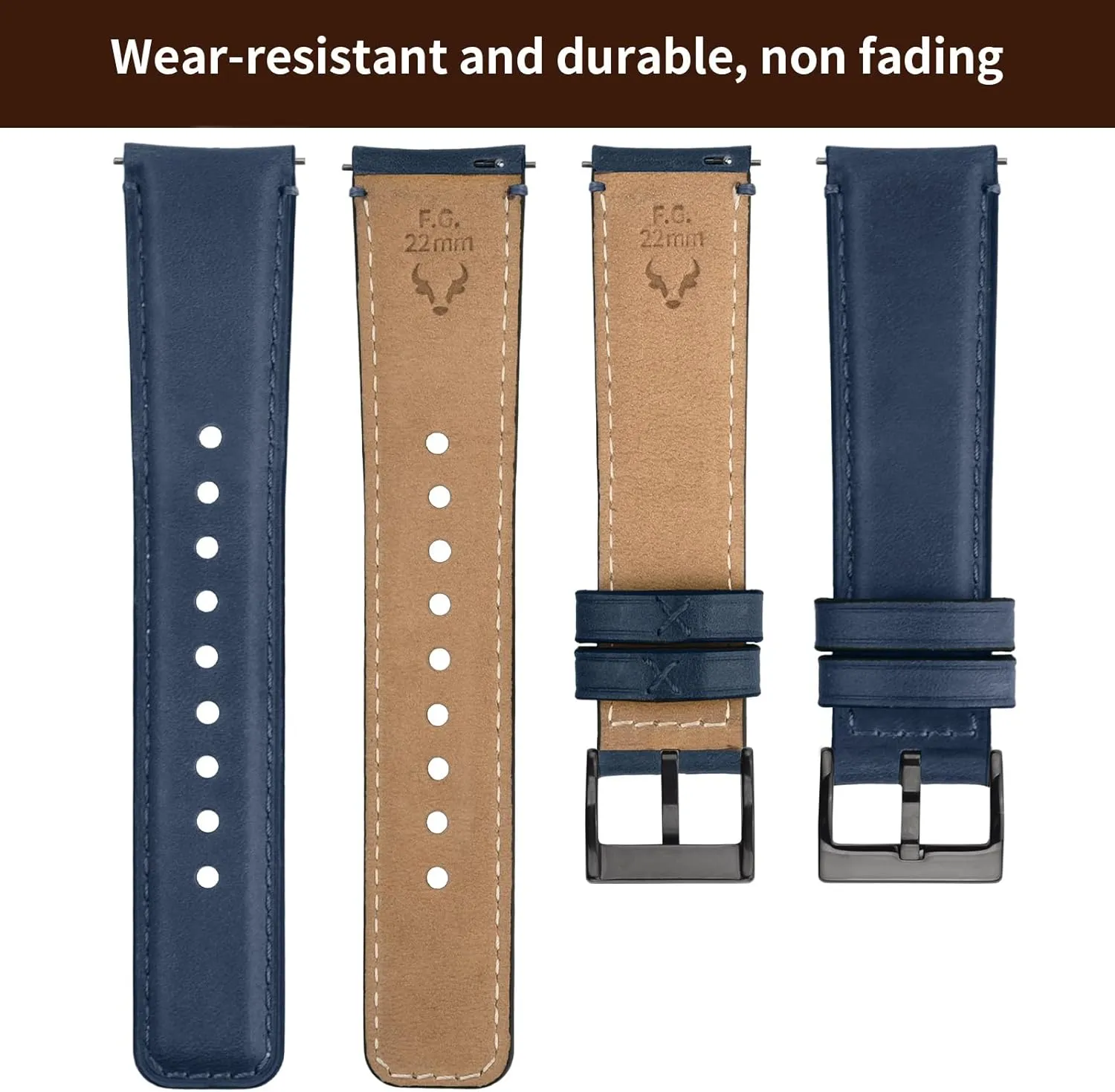Burnished Leather Watch Band Vintage Wristband Fullmosa Watch Bands,18mm 19mm 20mm 22mm 24mm Quick Release Leather Watch photodissociation summertime fungus unbreakable divert Band Strap - 