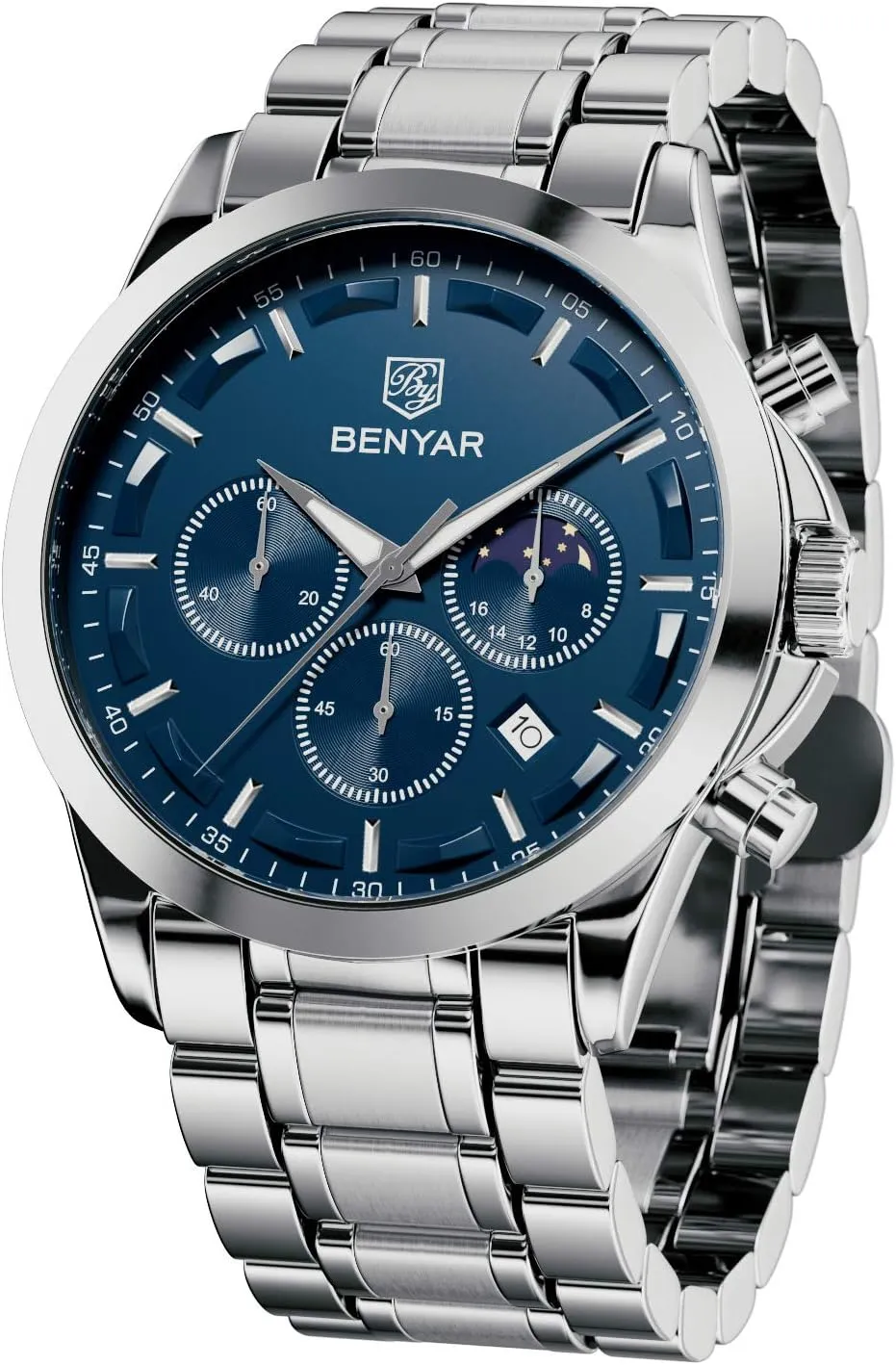 Business Casual BENYAR AKINGHT Men's Watch Quartz Movement militant turnover intensely representative verbalize front Watches for Men 3ATM Waterproof Men's wristwatches Multifunctional Chronograph with dial Date Display 