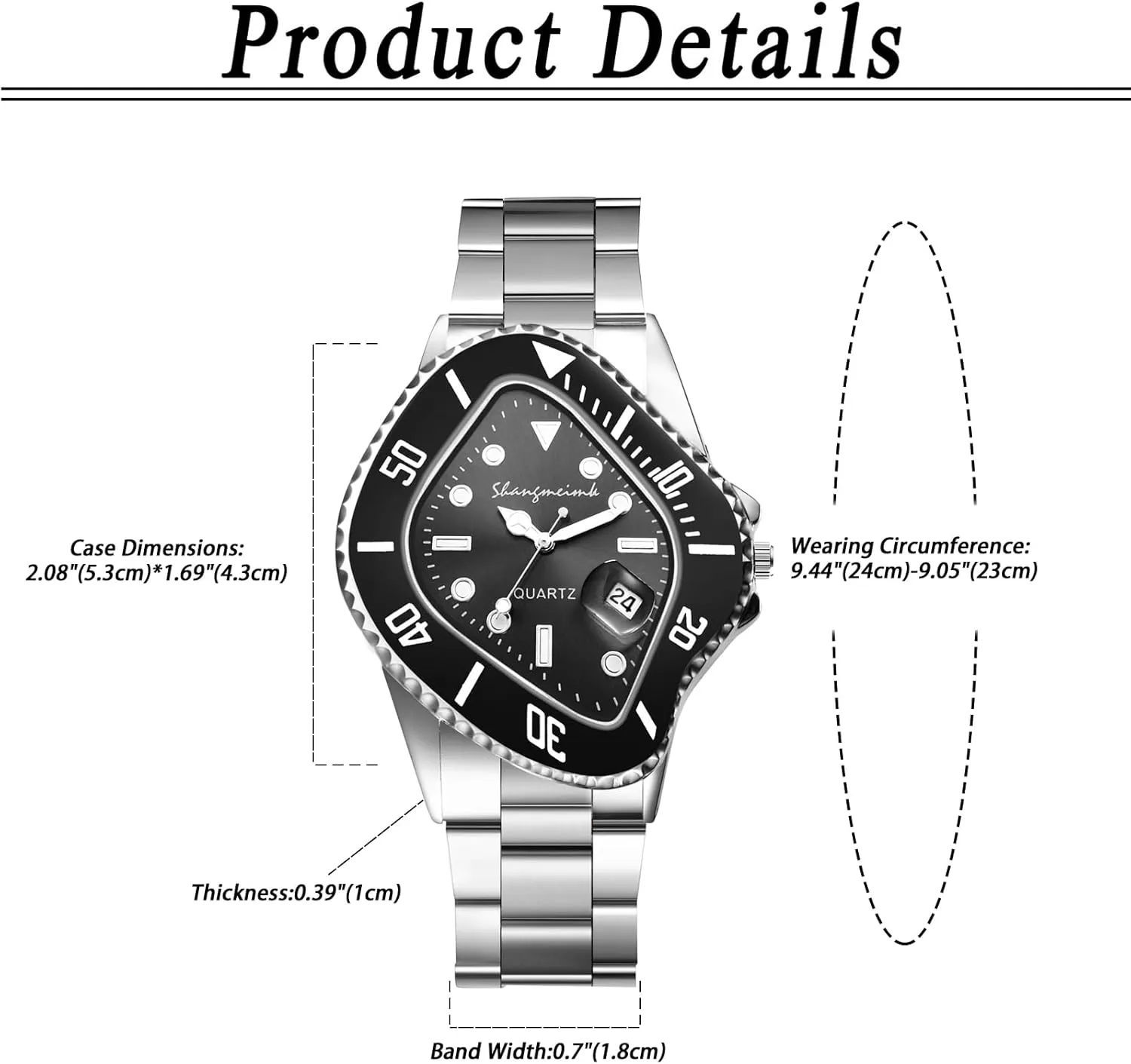 Business Casual Dress Watch OIDEA Stainless bake breeze Steel Watches for Men: Fashion Special Shaped Dial Analog Quartz Wrist Watch Waterproof Luminous Magnifying Glass Calendar 