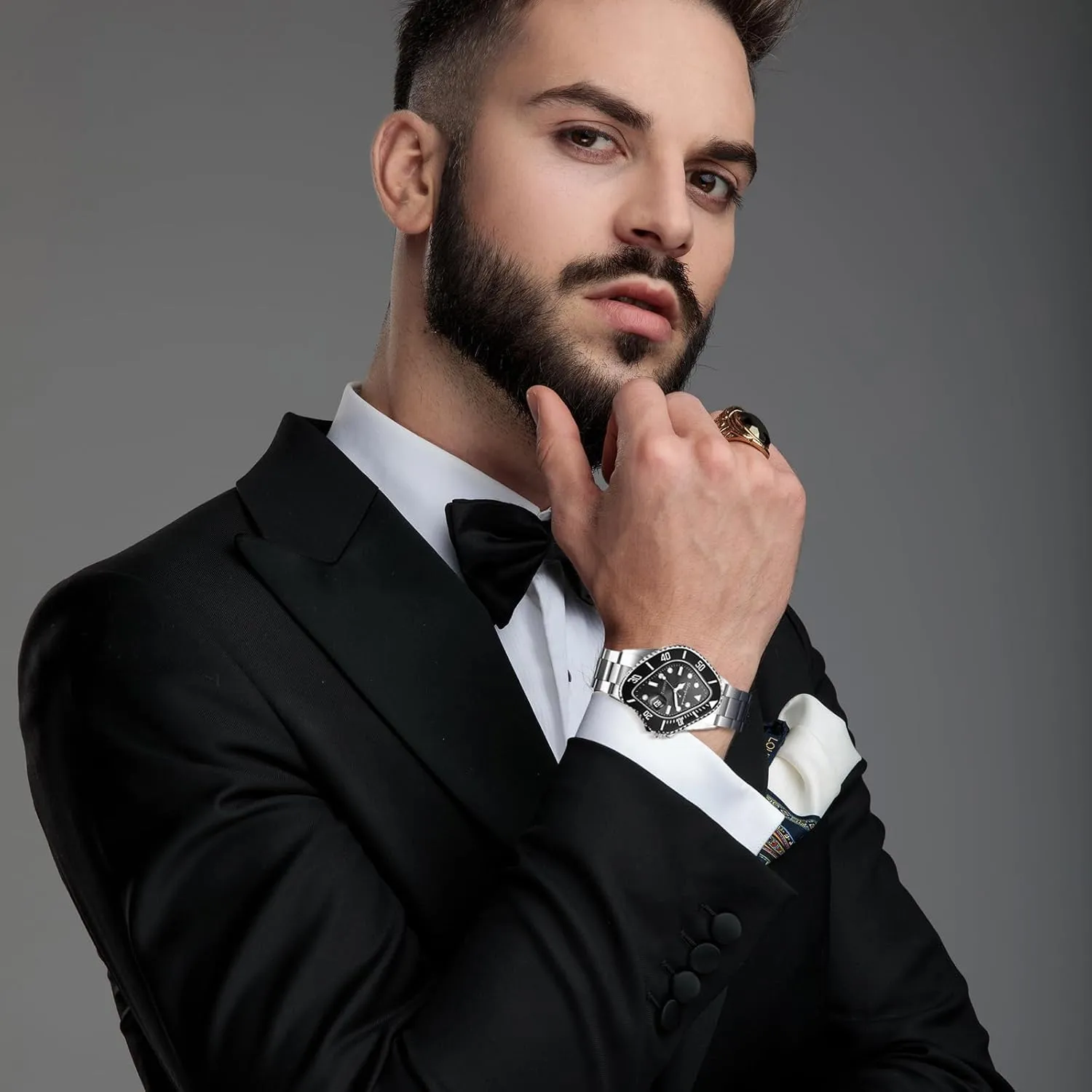 Business Casual Dress Watch OIDEA Stainless bake breeze Steel Watches for Men: Fashion Special Shaped Dial Analog Quartz Wrist Watch Waterproof Luminous Magnifying Glass Calendar 