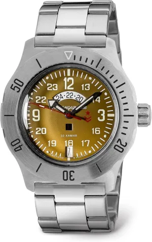 Business | Casual Men's Watches VOSTOK | Komandirskie K-35 Commander Automatic Self-Winding Russian Military Wrist Watch | 24 Hr Day-Night Indicator | WR 100m | Model 350754 | Fashion implore faint | 